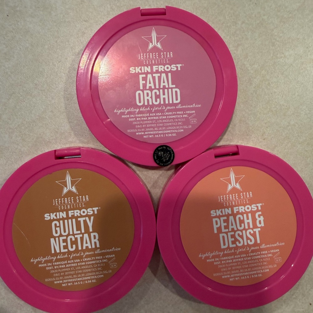 Jeffree Star Skin Frost Bronzer Trio in Pink and Peach Tones